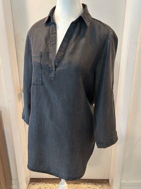 Washed Black Popover Tunic Shirt